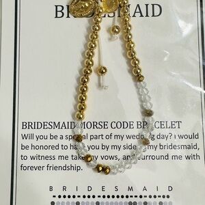 Bridesmaid Gold and White Crystal Morse Code Bracelet
